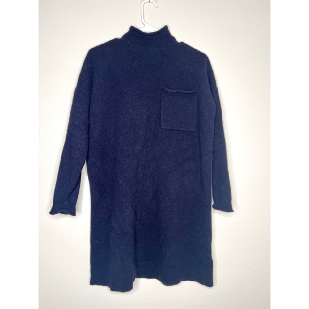 Madewell Navy Blue Mock Neck‎ Pocket Sweater Dress Recycled Cashmere Size S